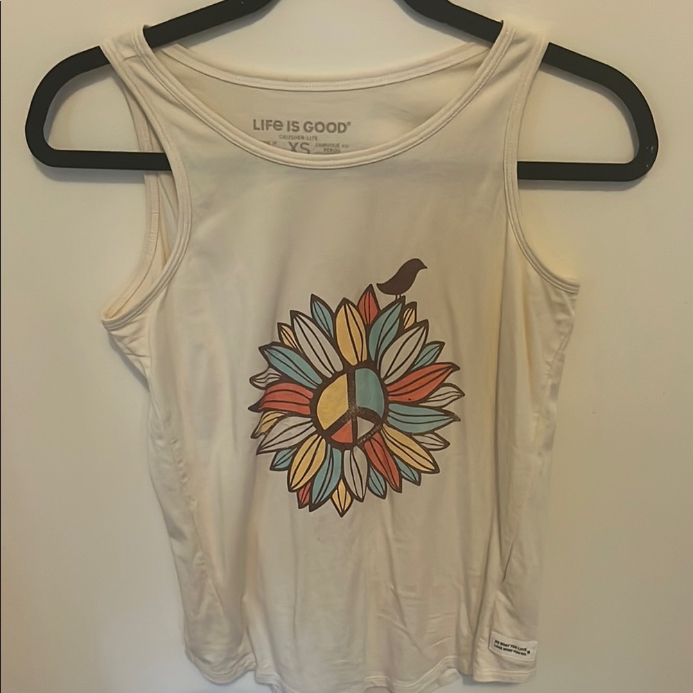 Life Is Good Cream Graphic Tank Top Relaxed Fit
